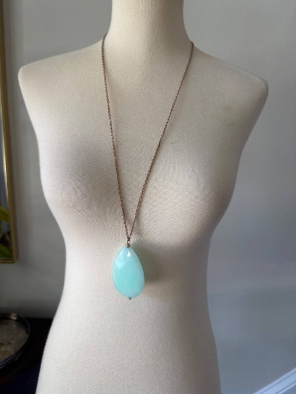 Anthropologie Aqua Pendant Long Necklace